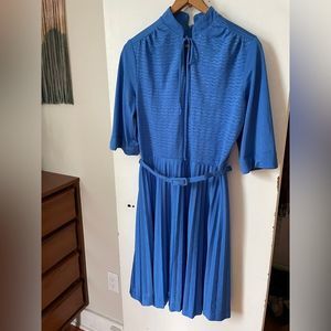 Vintage D’Allairds Pleated Blue Dress